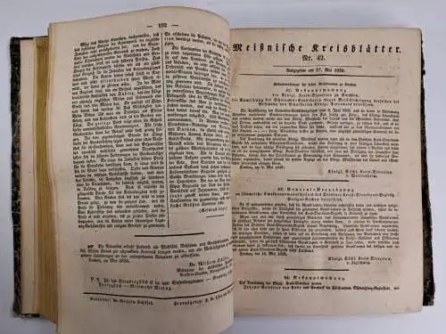 8 Bücher Meißnische Kreisblätter 1836-1842 + 1849, gebraucht, gut, Meißen