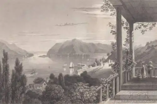 Ansicht des Hudson River. Bey Newburg. aus Meyers Universum, Stahlstich. 1850