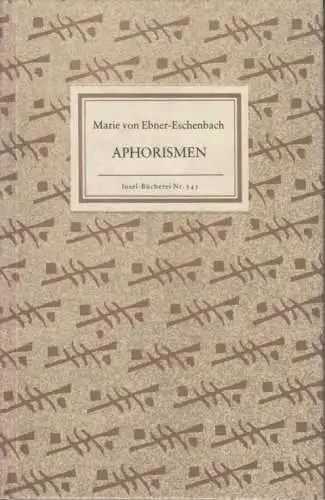 Insel-Bücherei 543, Aphorismen, Ebner-Eschenbach, Marie von. 1992, Insel Verlag