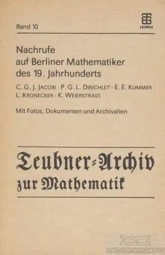 Buch: Nachrufe auf Berliner Mathematiker des 19. Jahrhunderts, Reichardt, H