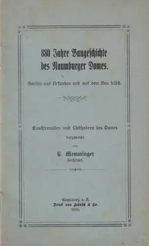 Buch: 880 Jahre Baugeschichte des Hamburger Domes, Memminger, K., 1920, gut