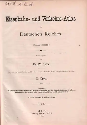 Buch: Eisenbahn und Verkehrs-Atlas von Europa. Abteilung I..., Koch u.a., 1899