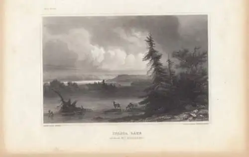 Itasca Lake (Quelle des Mississippi). aus Meyers Universum, Stahlstich. 1850