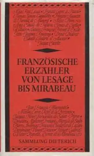 Sammlung Dieterich 390, Französische Erzähler. Von Lesage bis Mirabeau, Wesemann