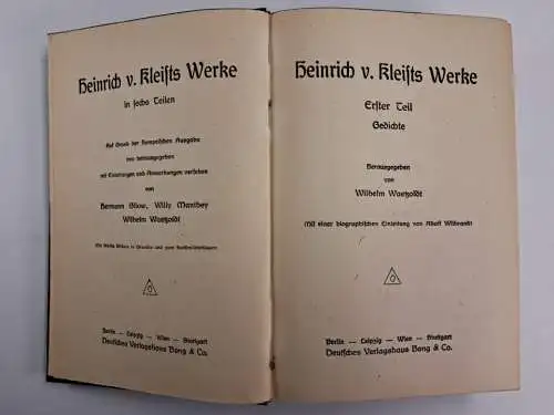 Buch: Heinrich v. Kleists Werke in sechs Teilen, Bong, 6 Teile in 2 Bände 351117