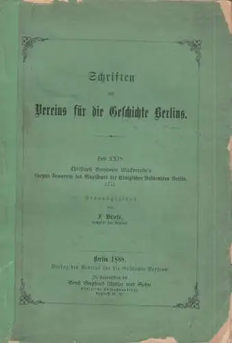 Buch: Christoph Benjamin Wackenrode´s Corpus Bonarum des... Wackenrode. 1888