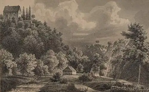 Stahlstich: Klusenstein, Ansicht, Grafik, Carl Mayer, Ferdinand Schöningh