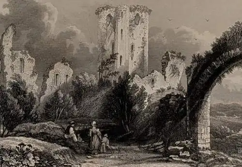 Stahlstich: Ruins of the Castle of Nassau, Ansicht, Black & Armstrong, Shury