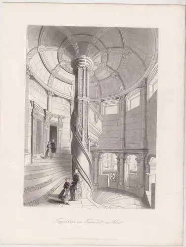 Stahlstich: Treppenhaus von Franz d. I? zu Blois, Albert Henry Payne, um 1860