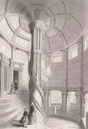 Stahlstich: Treppenhaus von Franz d. I? zu Blois, Albert Henry Payne, um 1860