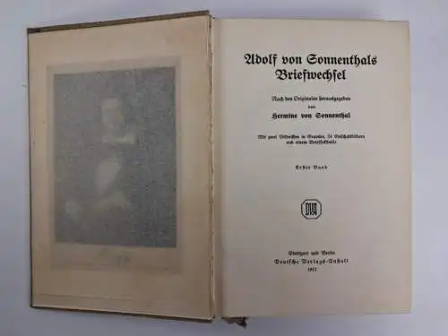 Buch: Adolf von Sonnenthals Briefwechsel, 2 Bde., 1912, Deutsche Verlags-Anstalt
