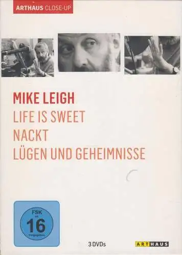 DVD-Box: Mike Leigh - Arthaus Close-Up, 2010. 3 DVDs, Life is Sweet, Nackt, u.a.