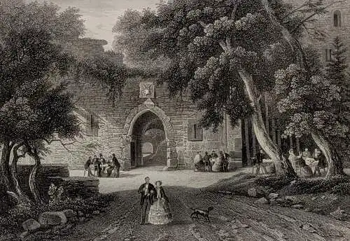 Stahlstich: Der Eingang in das Alte Schloss Baden, Oeder, Grafik, Ansicht