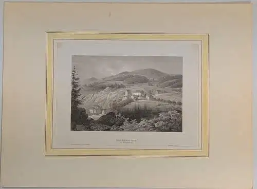 Stahlstich: Graefenberg, Schlesien, Ansicht, Originalgrafik, Bibliografisch