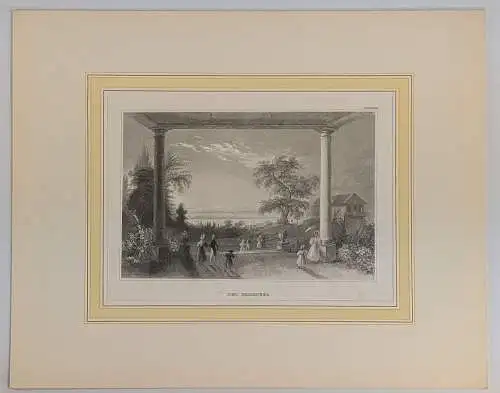 Stahlstich: Der Bodensee, Ansicht, bibliografisches Institut, Originalgrafik