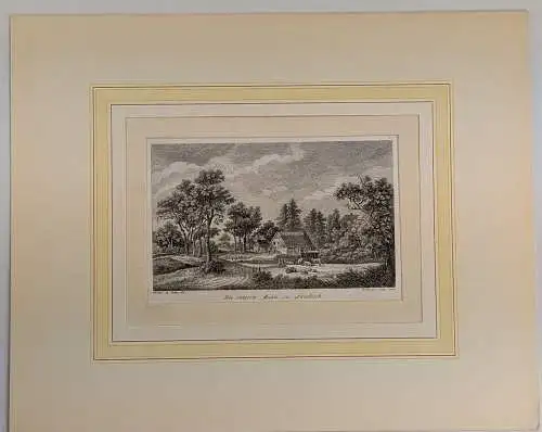 Stahlstich: Die untere Mühle zu Sandbeck, um 1839, Ansicht, Grafik , Natur