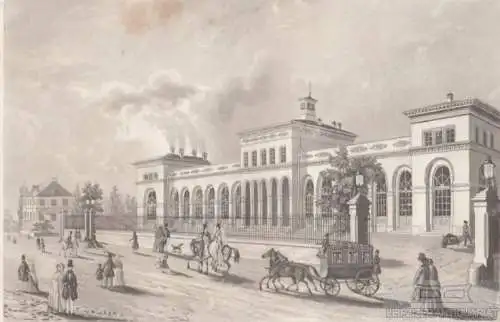 Die Taunus-Bahn (Bahnhof bey Frankfurt). aus Meyers Universum, Stahlstich. 1850