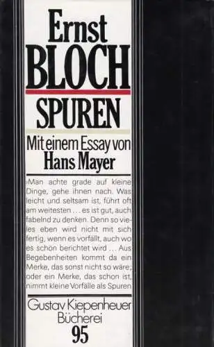 Buch: Spuren, Bloch, Ernst. Kiepenheuer Bücherei, 1990, gebraucht, sehr gut