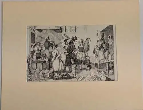 Lithografie: Dresdner Hausgesinde in floribus, C. W. Medau, Originalgrafik