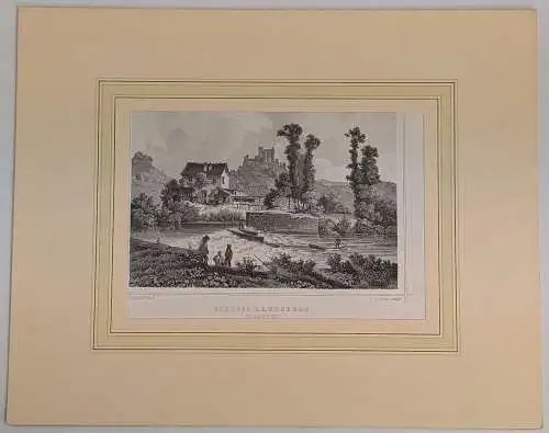 Stahlstich: Schloss Landsberg, 1870, L. Rohbock, F. Foltz, Saxonia