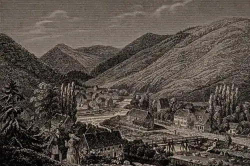 Stahlstich: Oker, A. Schüle, Ed. Brückner, Goslar, Ansicht, Originalgrafik