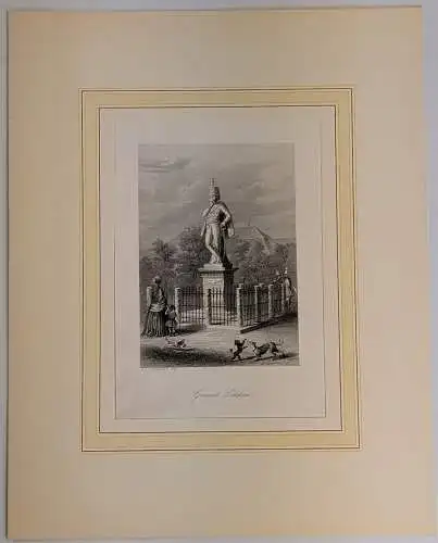 Stahlstich: General Ziethen, Payne, Englische Kunstanstalt, Grafik, Denkmal