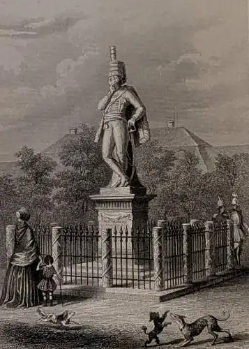 Stahlstich: General Ziethen, Payne, Englische Kunstanstalt, Grafik, Denkmal