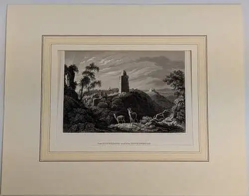 Stahlstich: Der Kiffhäuser und die Rothenburg, Originalgrafik, Grafik, Thüringen