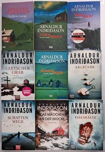 9 Bücher Arnaldur Indridason, Island Krimi Thriller, Abgründe, Eiseskälte ...