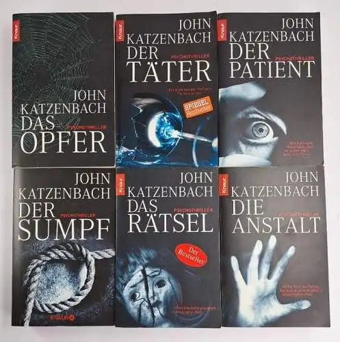 6 Psychothriller John Katzenbach: Opfer, Täter, Patient, Sumpf, Rätsel, Anstalt