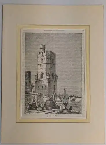 Holzstich: Köln am Rhein, Grafik, Originalgrafik, Ansicht, Köln, Zeitung