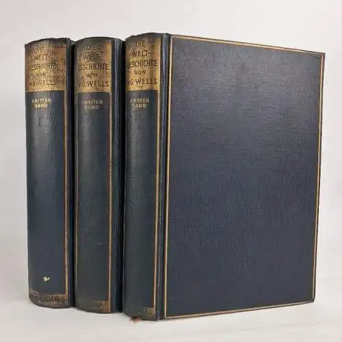 Buch: Die Weltgeschichte 1-3, H. G. Wells, 1928, Paul Zsolnay Verlag, 3 Bände