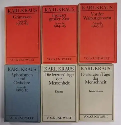 Buch: Karl Kraus - Ausgewählte Werke Band 1-5,2, Volk und Welt, 6 Bände, um 1977