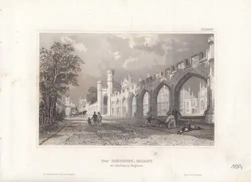 Der Bischofs-Palast zu Durham in England. aus Meyers Universum, Stahlstich. 1850