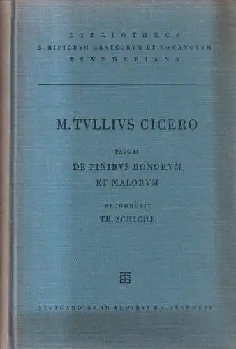 Buch: M. Tulli Ciceronis scripta quae manserunt omnia Fasc. 43, Cicero. 1961