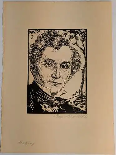 6 Original-Holzschnitte, Leopold Wächtler, Mappe VI, Max Möhring, Portrait