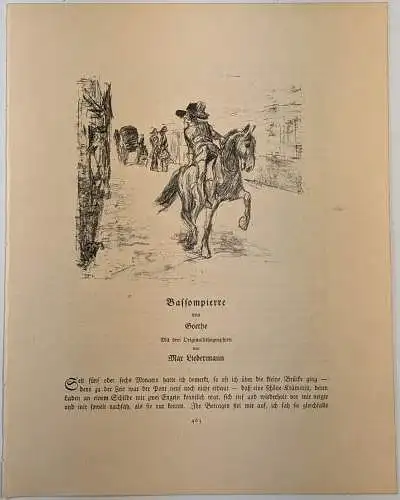 Bassompierre, Johan Wolfgang von Goethe, Max Liebermann, Lithografie, Grafik