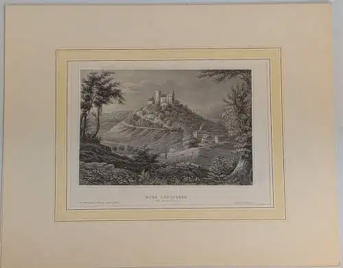 Stahlstich: Burg Landsberg, Meiningen, Thüringen, Ansicht, Grafik, Schloss