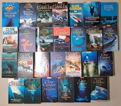 27 Bücher Clive Cussler, Romane, Blanvalet, Höllenflut, Schockwelle, Tiefsee ...