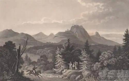 Hohenswiel. aus Meyers Universum, Stahlstich. Kunstgrafik, 1850, gebraucht, gut