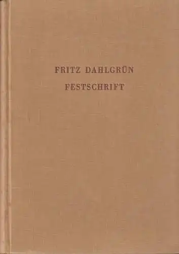 Buch: Roemeriana, Heft 1, Festschrift, Dahlgrün, Fritz, 1955, sehr gut