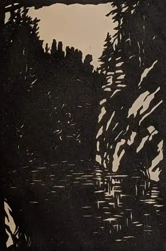Originalholzschnitt: Sächs. Schweiz, Edmundsklamm, Leopold Wächtler, , um 1950