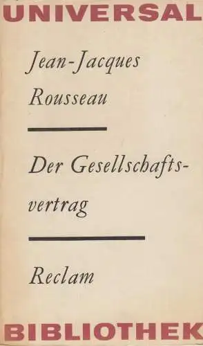 Buch: Der Gesellschaftsvertrag, Rousseau, Jean-Jacques. 1981, gebraucht, gut