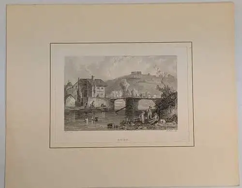 Stahlstich: Burg, Verhas, H. Winkles, Kunst-Verlag, Leipzig, Grafik, Ansicht