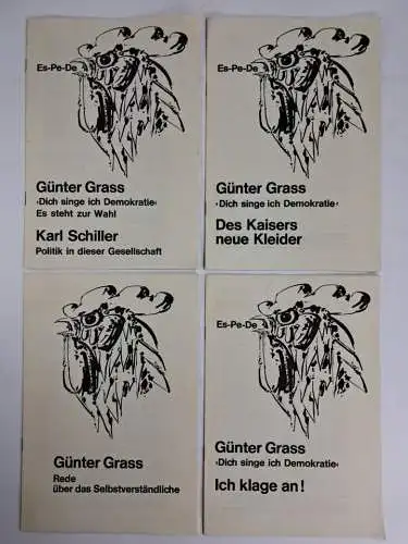 4 Hefte: Günter Grass - Es-Pe-De, Dich singe ich Demokratie, Luchterhand, 1965