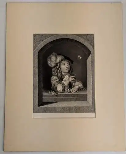 Stahlstich: The little Philosopher, Waldröschen, Die Seifenblase, C. Netscher