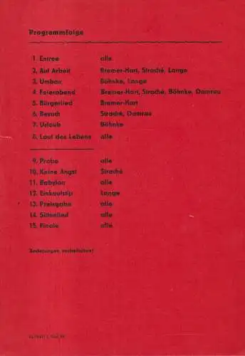 Programmheft: Kultur ist keine Kunst Kabarett Academixer, 1984, mit 2 Beilagen