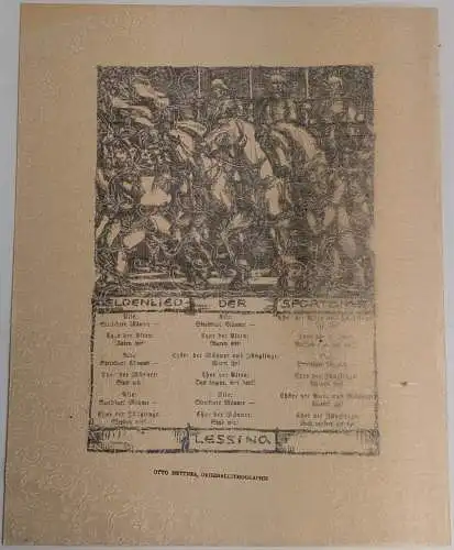 Original-Kreidelithographie: Heldenlied der Spartaner, 1915, Grafik, Hettner