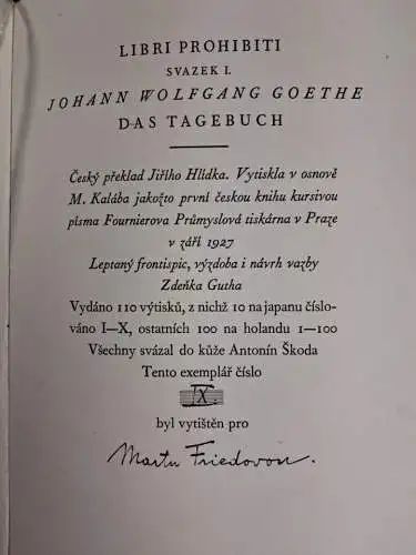 Buch: Das Tagebuch 1810, Johann Wolfgang Goethe, Librorum prohibitorum I, 1927