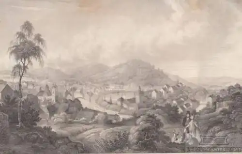 Carlsbad. aus Meyers Universum, Stahlstich. Kunstgrafik, 1850, gebraucht, gut